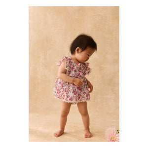 Louise Misha - Lena Fleurie Organic Cotton Romper Dress | Cream