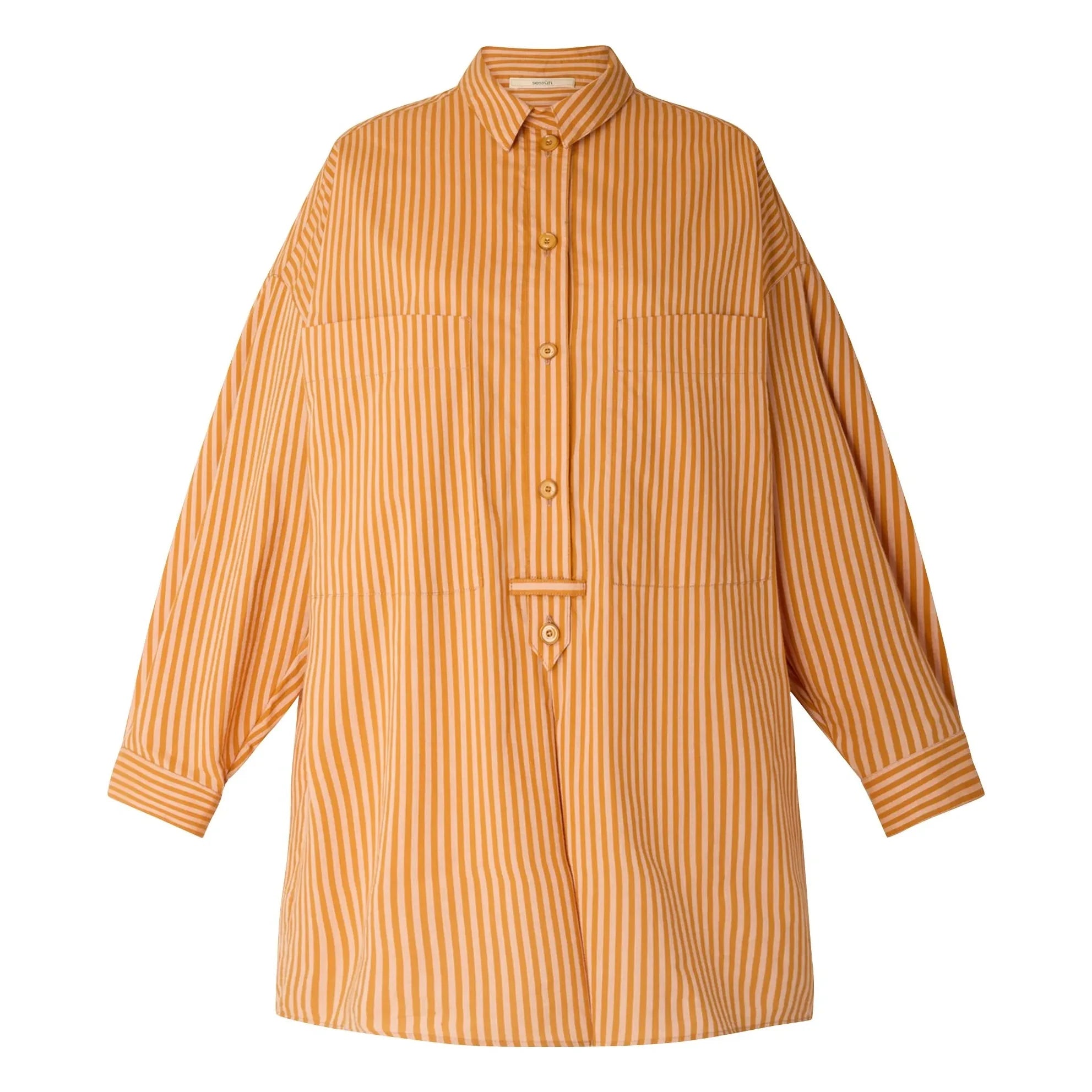 Sessùn - Fontella Cotton Striped Dress | Orange