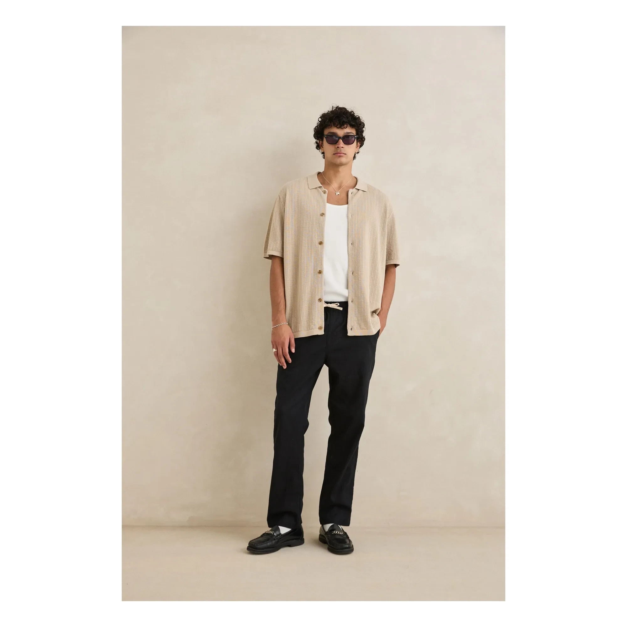 Rhythm - Textured Short Sleeve Shirt | Beige