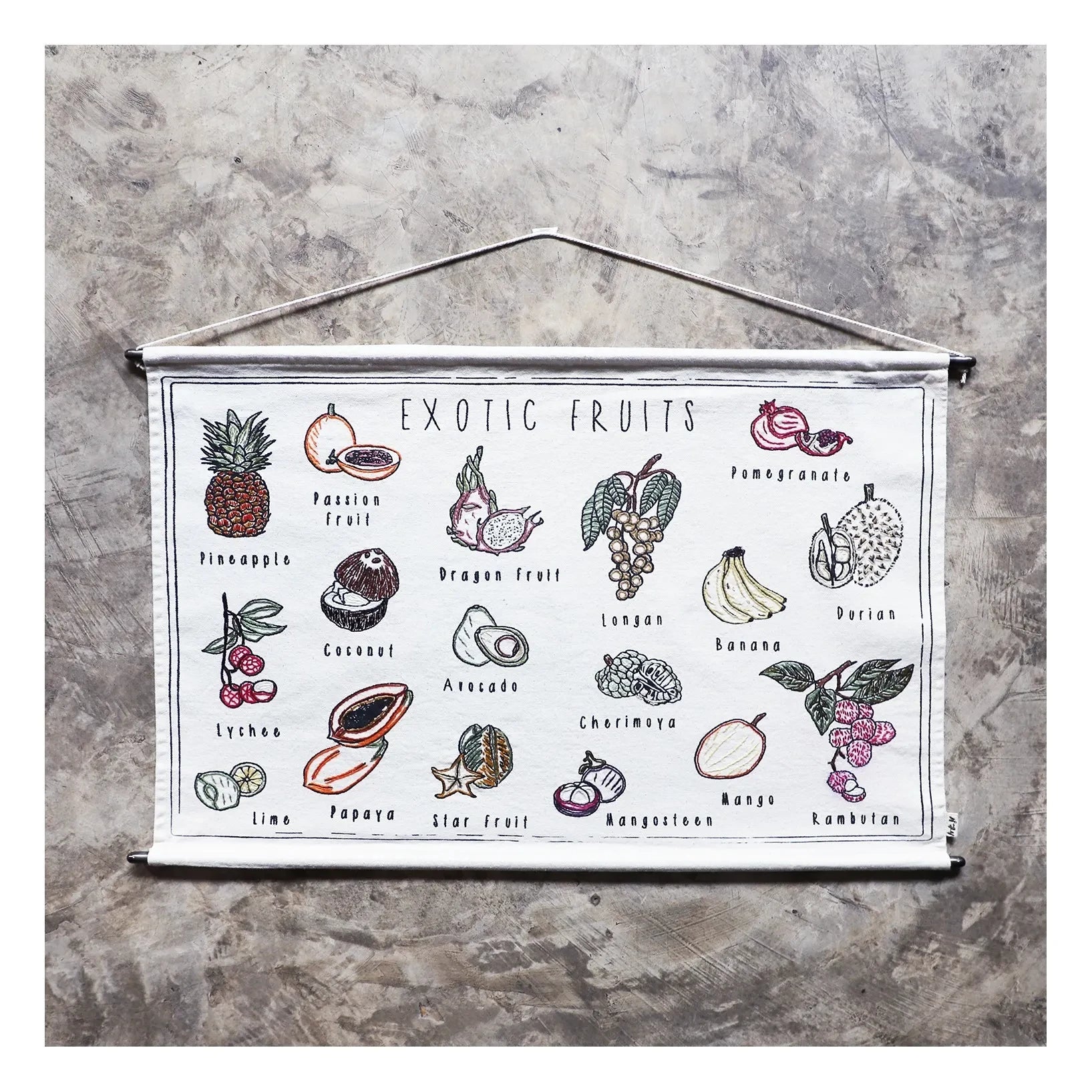 Numero 74 - Exotic Fruits Embroidered Poster
