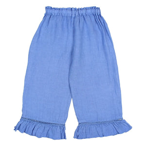 Búho - Linen Flounce Trousers | Light Blue