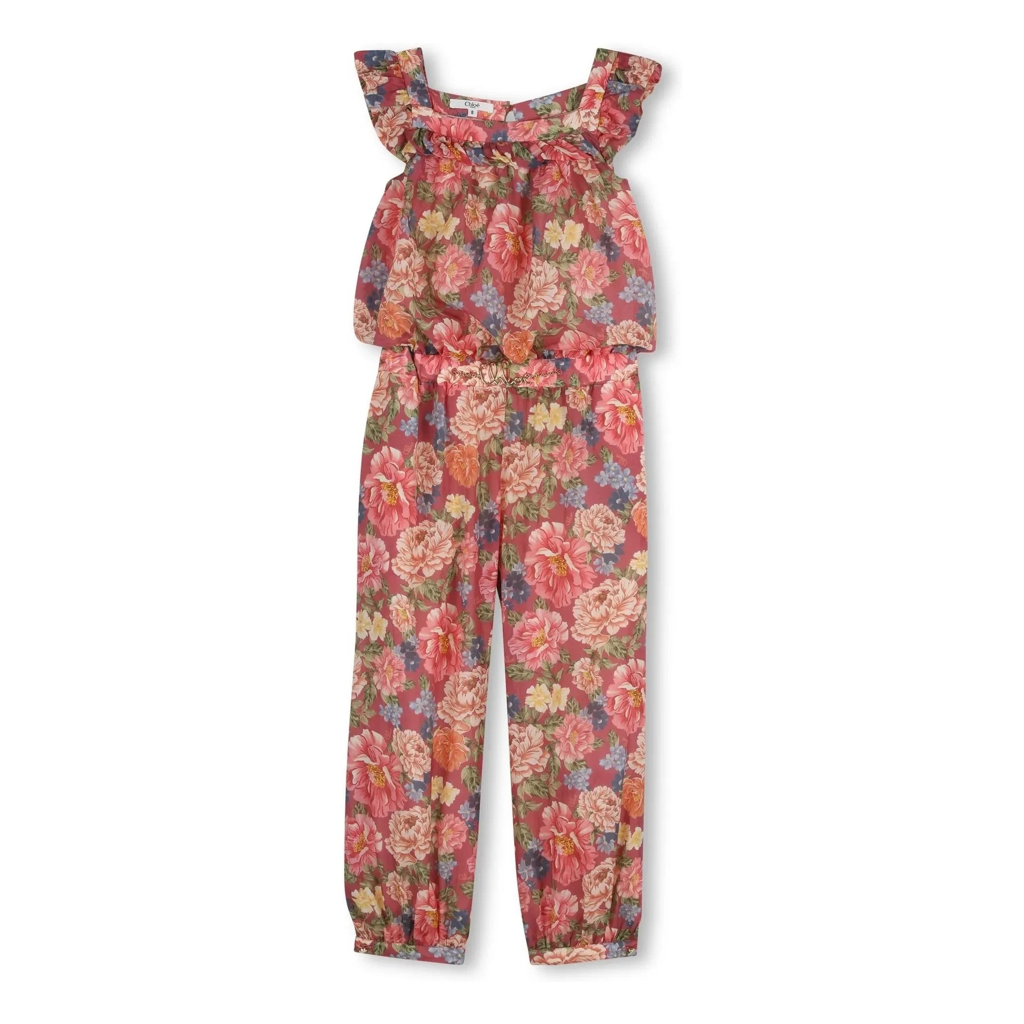 Chloé - Organic Cotton Floral Dungarees | Dusty Pink