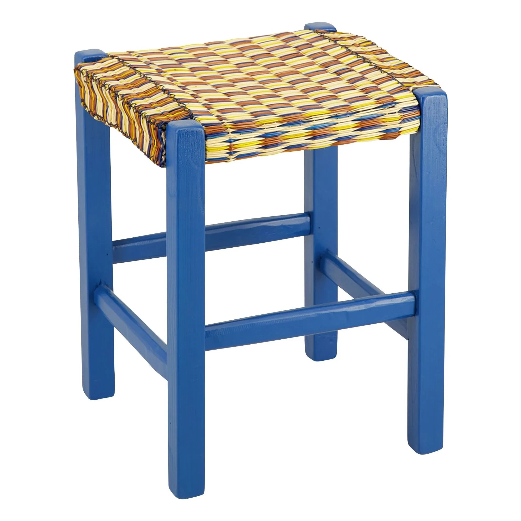 House of Capricorn - Coruche woven wicker stool | Blue