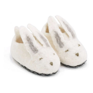 Muskhane - Felt and Leather Bunny Slippers | Ecru