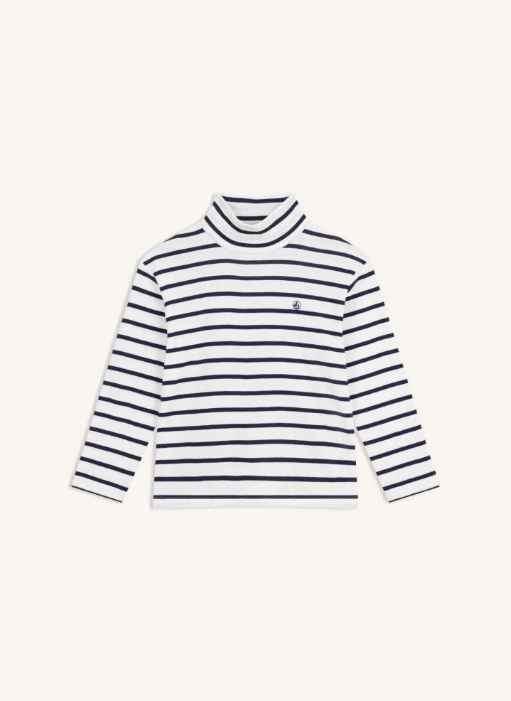 Petit Bateau - Organic cotton striped turtleneck | White