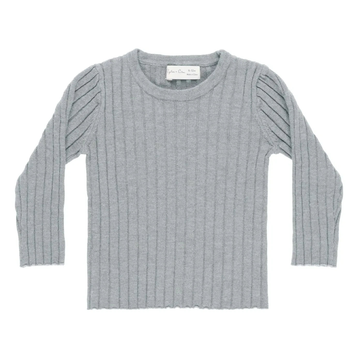 Rylee + Cru - Ribbed Mesh T-Shirt | Gray Blue