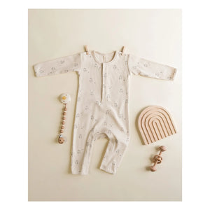 Quincy Mae - Owl Ribbed Romper Organic Cotton | Off-white
