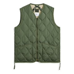 Taion - Military Unisex Sleeveless Zip Vest | Olive Green
