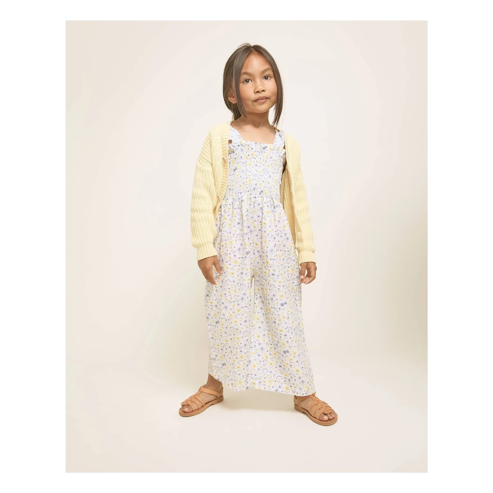 Búho - Seersucker floral print romper | Light blue