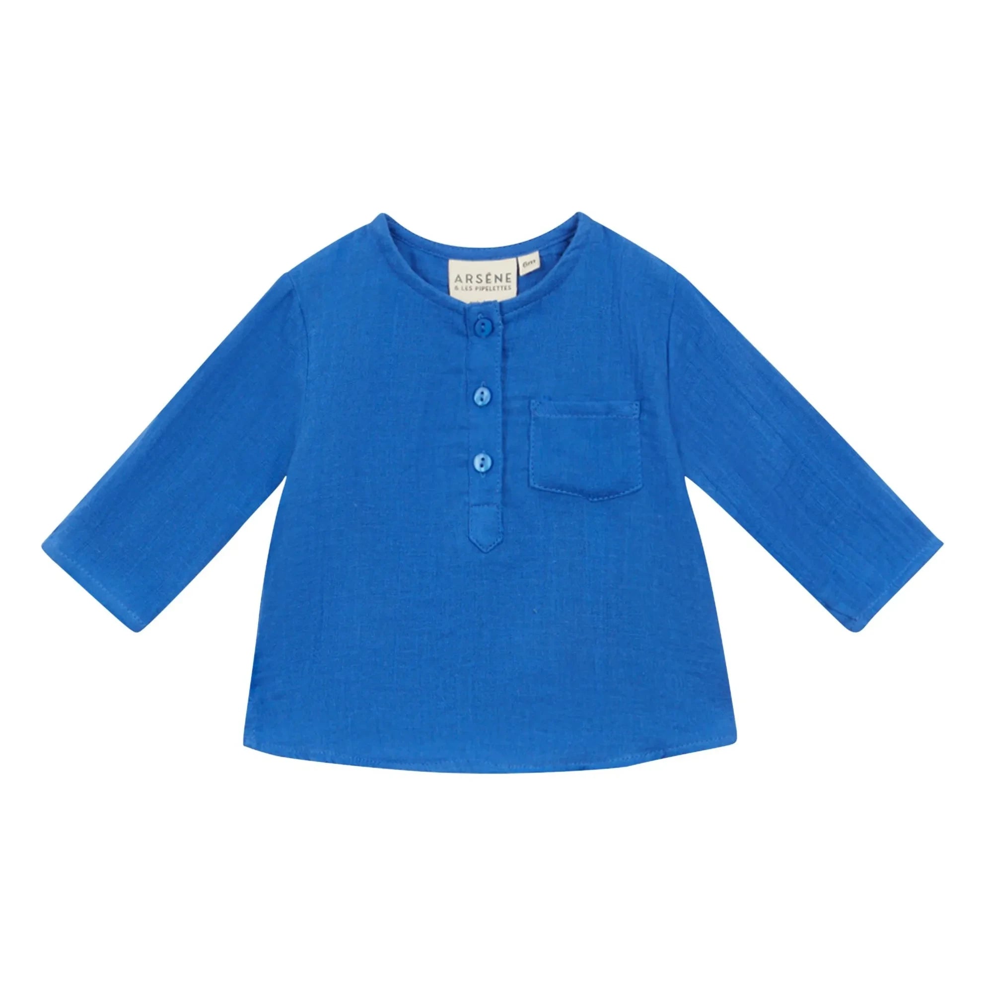 Arsène et Les Pipelettes - Faustus Double Layer Cotton Gingham Shirt | Cobalt