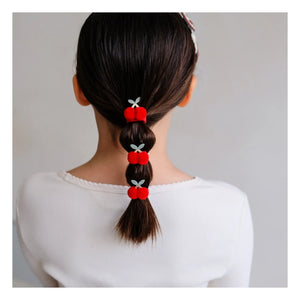 Mimi & Lula - 4-Piece Cherry Pom-Pom Chouchou Set | Red