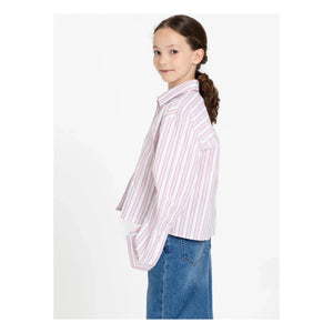Finger in the nose - Crush Striped Short Shirt | Light Pink