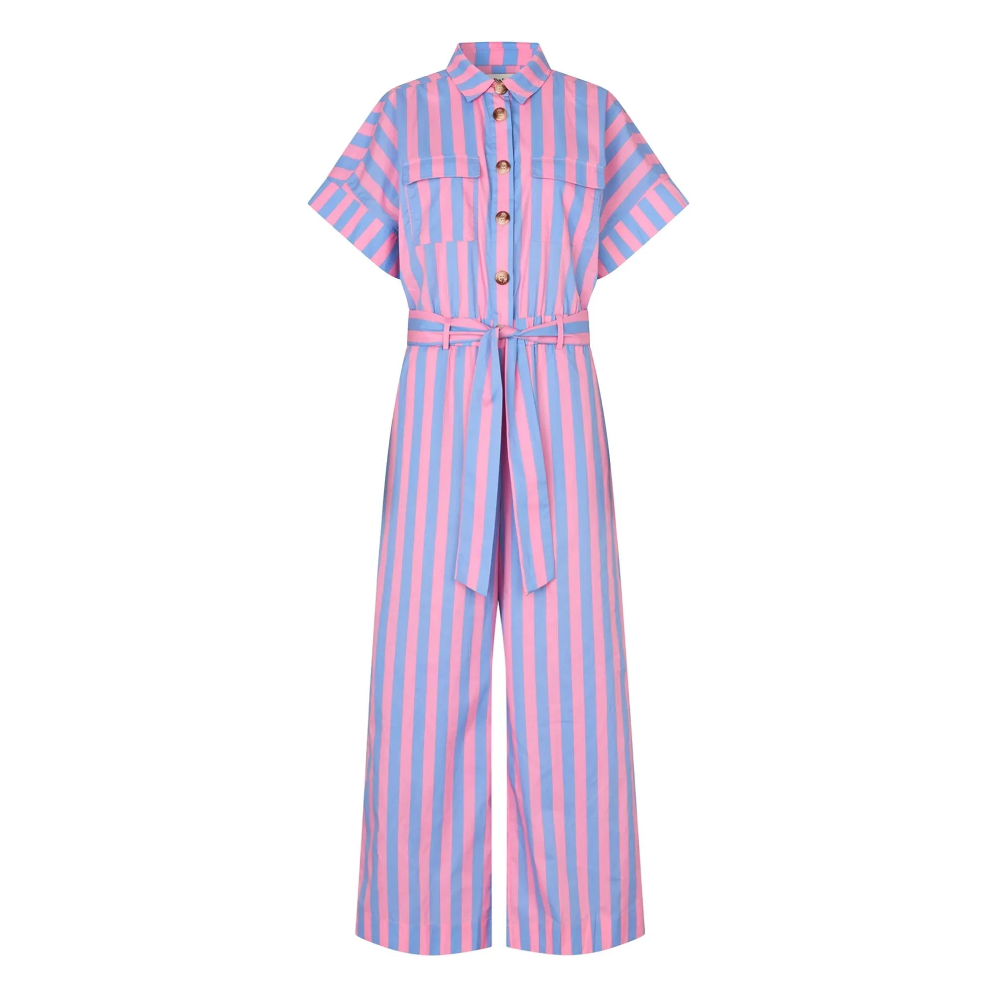 Lollys Laundry - Mathilde Cotton Striped Jumpsuit | Pink