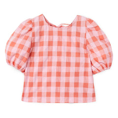 Mipounet - Mirelle Vichy Balloon Sleeve Blouse | Pink