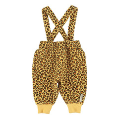 Piupiuchick - Leopard Overalls Made of Organic Cotton Fleece | Mustard