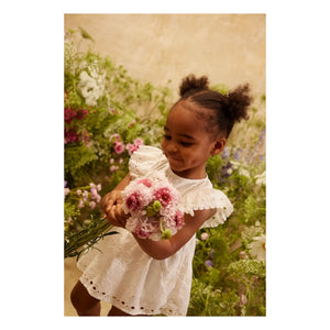Louise Misha - Lenali Embroidered Organic Cotton Romper Dress | White
