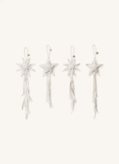 Ferm Living - Vela Star cotton tree ornaments - Set of 4 | White