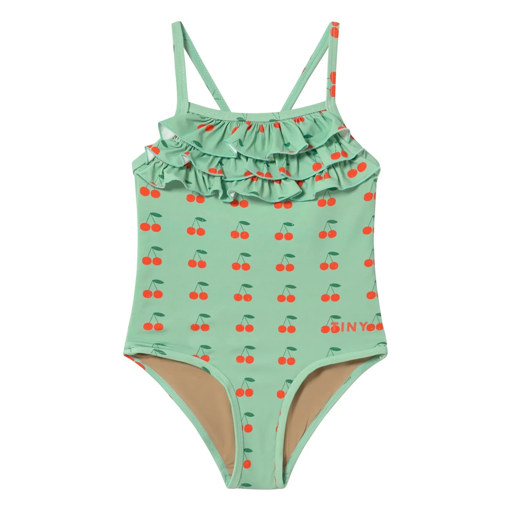 Tinycottons - Cherry Ruffle Swimsuit | Green Water