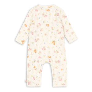 Konges Sløjd - Minnie Floral Pattern Ribbed Organic Cotton Romper | Off-white