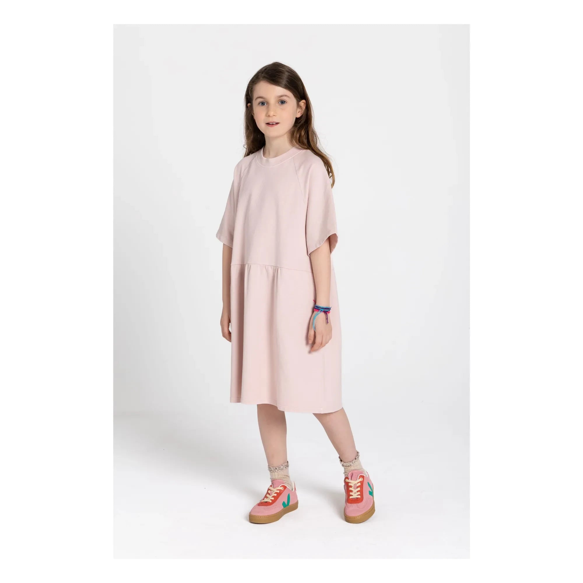 Smallable Kid - Organic cotton sweat dress | Powder Pink