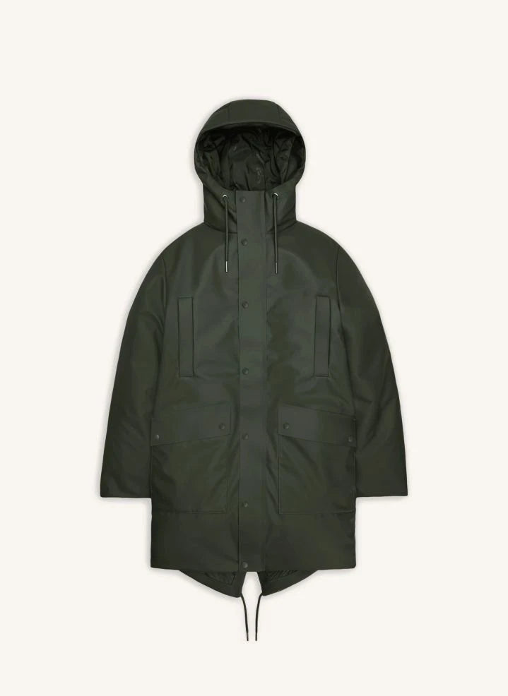 Rains - Long Parka Coat Nome W3T3 | Dark Green