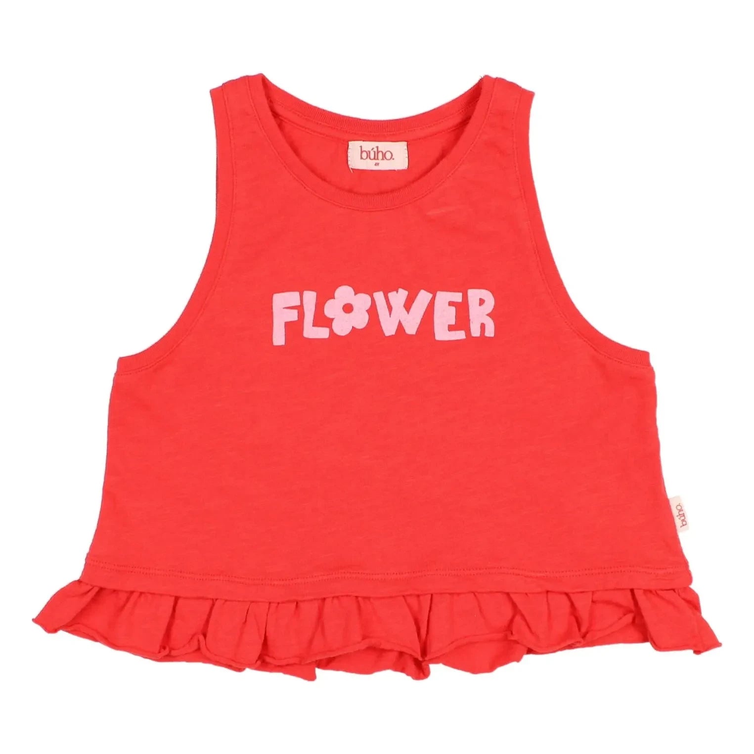 Búho - Floral Ruffled Top Organic Cotton | Red