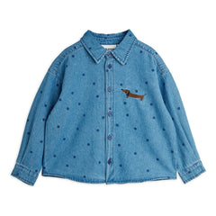 Mini Rodini - Organic Cotton Polka Dot Denim Shirt | Blue