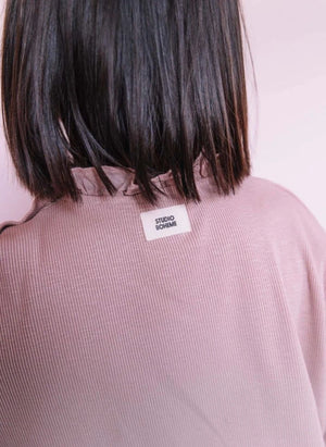 Studio Bohème - Collared Ruffled Organic Cotton T-Shirt | Rosewood
