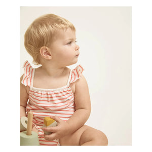 Búho - Strawberry Striped Organic Cotton Overall | Red