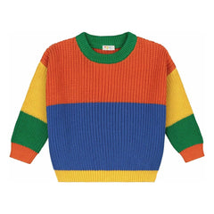 Yuki - Color Block Organic Cotton Sweater | Orange