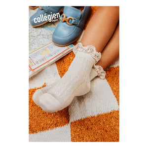 Collégien - Annette Lace Ruffled Socks | Natural