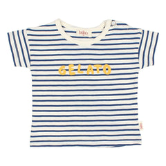Búho - Striped Gelato Organic Cotton Baby T-Shirt | Navy