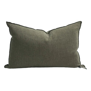 Maison de Vacances - Vice Versa Washed Linen Crepe Cushion | Khaki