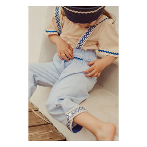 THE LiTTLE POETS - Cesária Striped Organic Cotton Pants | Blue