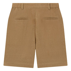 Pomandère - Keten ve pamuk Bermuda şort | Taupe kahverengi
