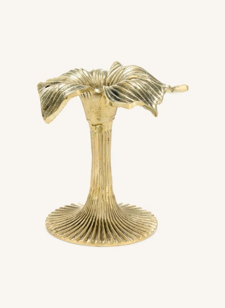 Doing Goods - Hailey Hibiscus Brass Candle Holder | Gold