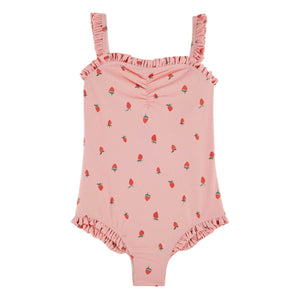 Emile et Ida - Strawberry Print Swimsuit | Pink