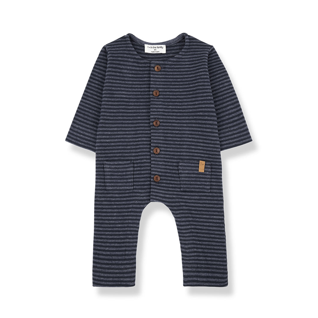 1+ In The Family Albert Jumpsuit - Denim-Bodysuits-Denim-12m | Natural Baby Shower