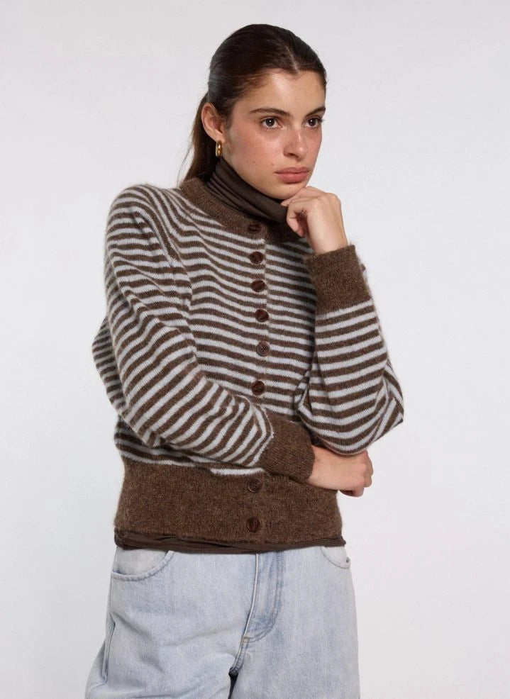 Nitah - Mahé Striped Cardigan | Brown