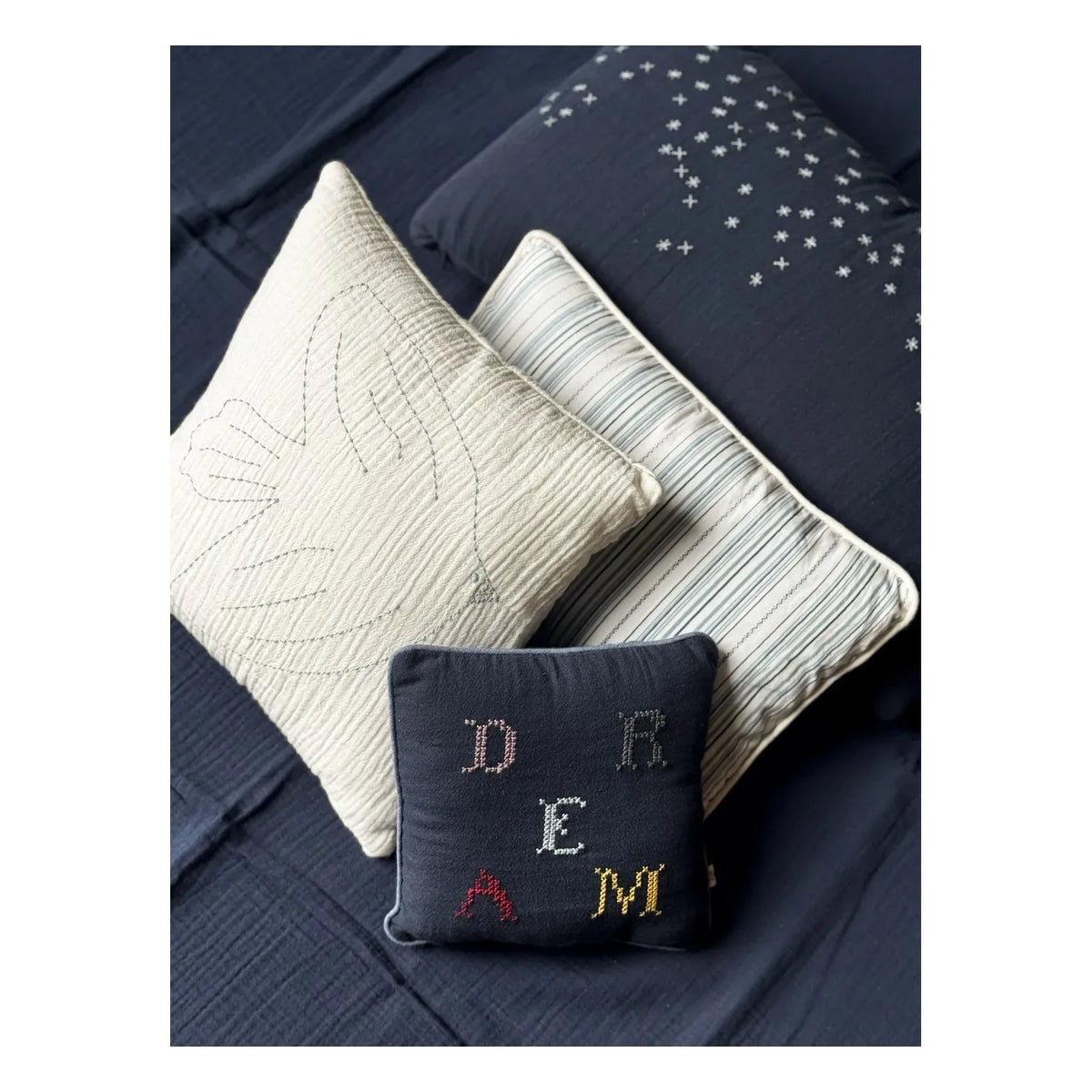 Editions Aimable - Dream Clovis pillow | Night Blue Muslin