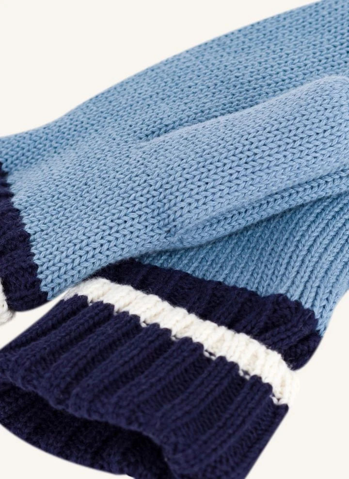 Petit Bateau - Blue Ribbed Knit Gloves