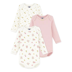 Petit Bateau - 3'lü Çiçekli Body Seti | Beyaz