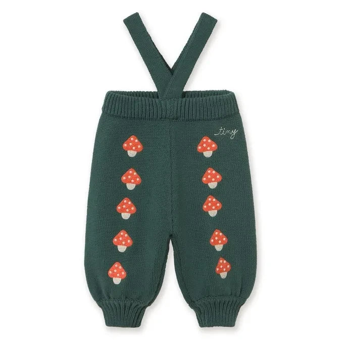 Tinycottons - Mushroom Pattern Knitted Trousers | Green