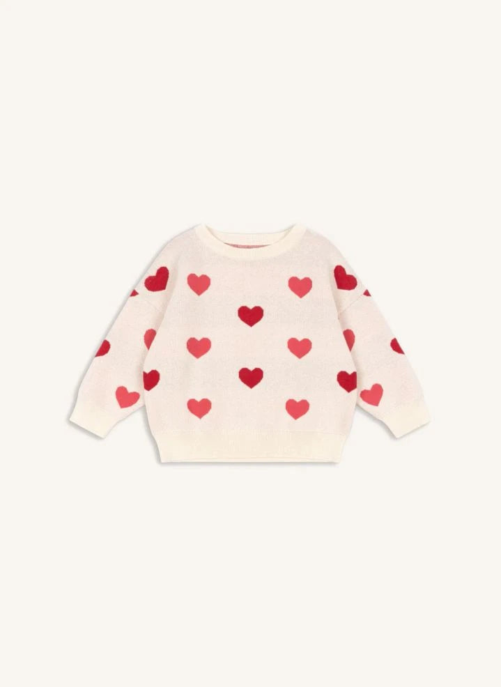 Konges Sløjd - Lapis Sweater Hearts Organic Cotton | Light Pink