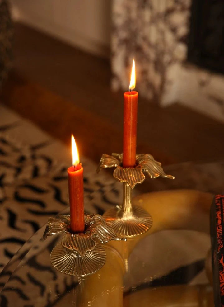 Doing Goods - Hailey Hibiscus Small Brass Candleholder | Gold
