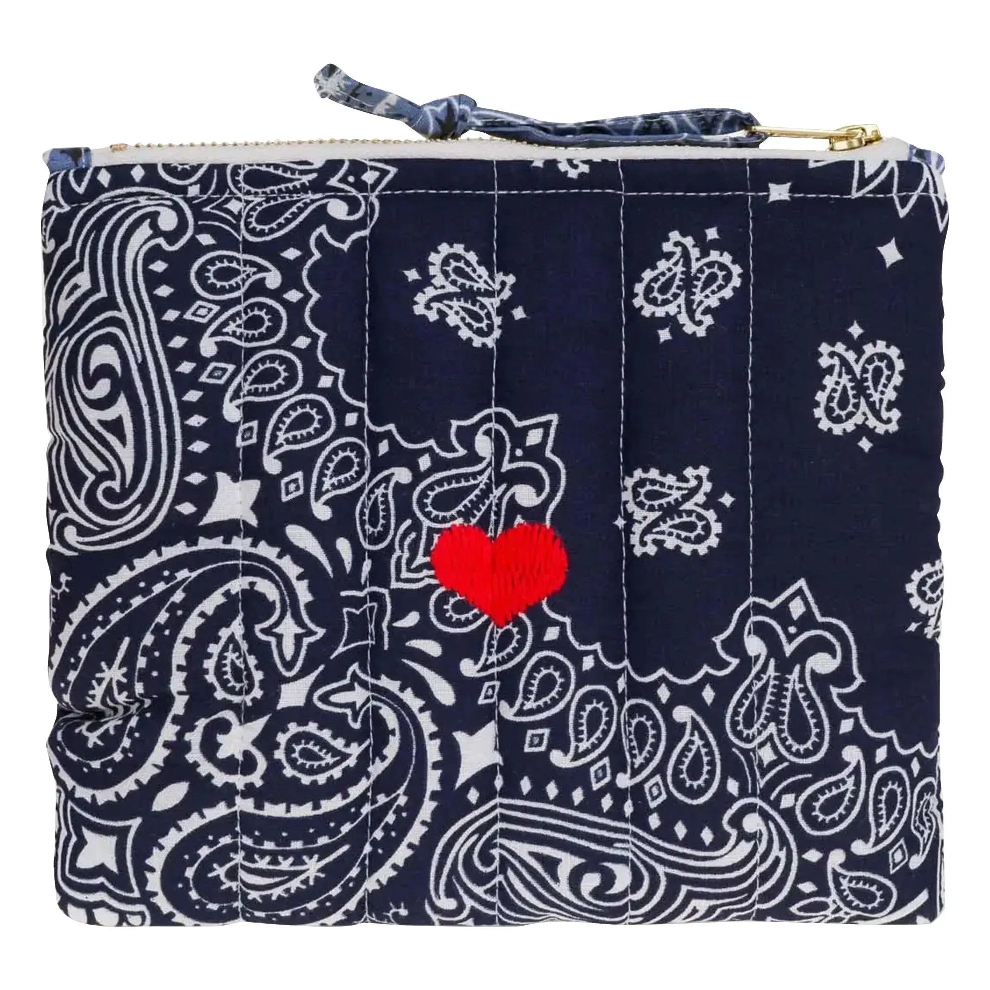 Call it by your name - Mini Zippered Pocket Quilted Heart | Navy Blue