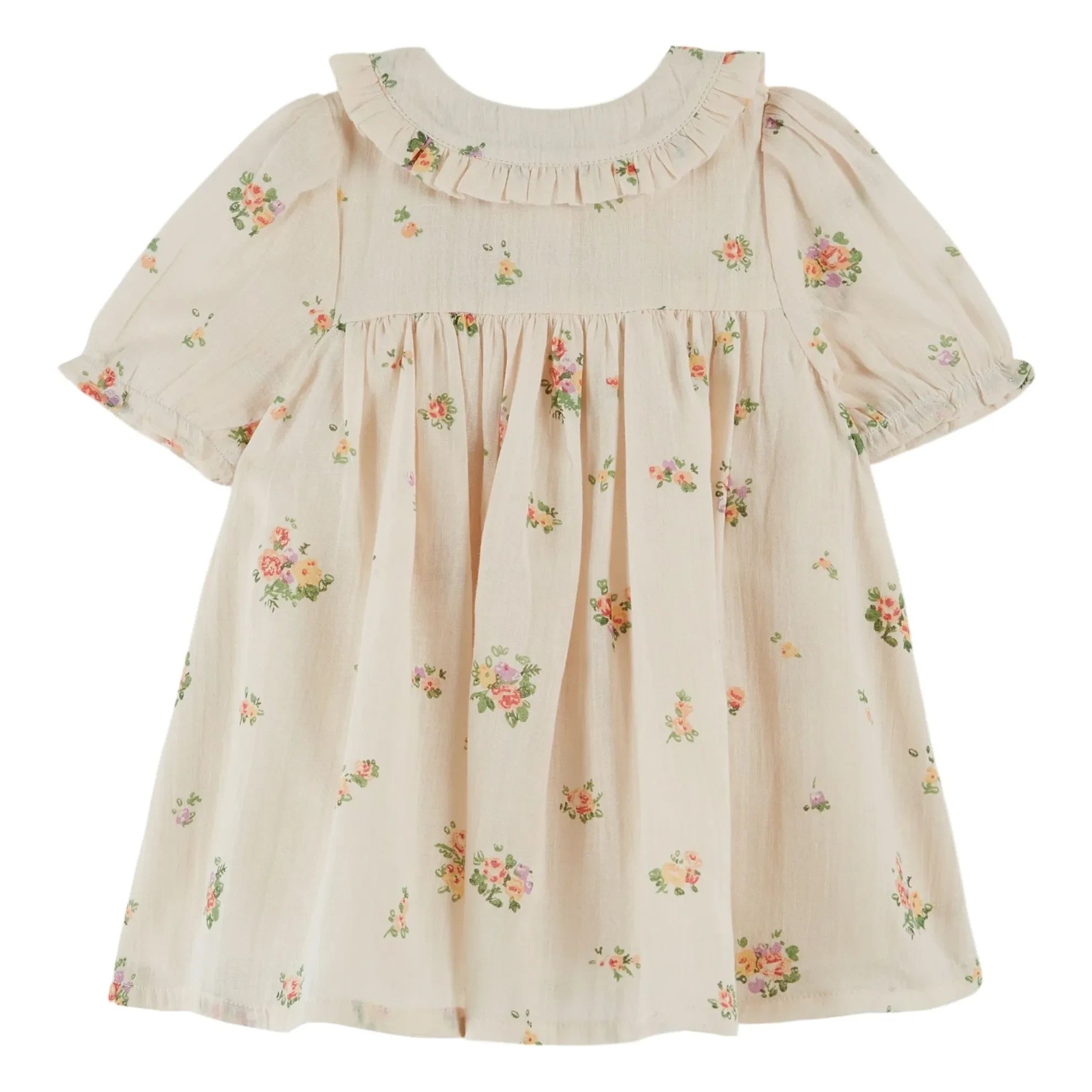 Emile et Ida - Organic Cotton Floral Pattern Maxi Dress | Cream