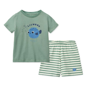 Liewood - Poisson-Globe organic cotton T-shirt and shorts set | Green