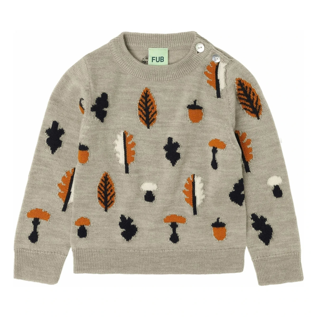 FUB - Jacquard Merino Wool Baby Sweater | Heather beige