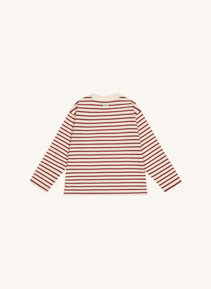 Tumble N'Dry - Celine Striped Organic Cotton T-Shirt | Burgundy